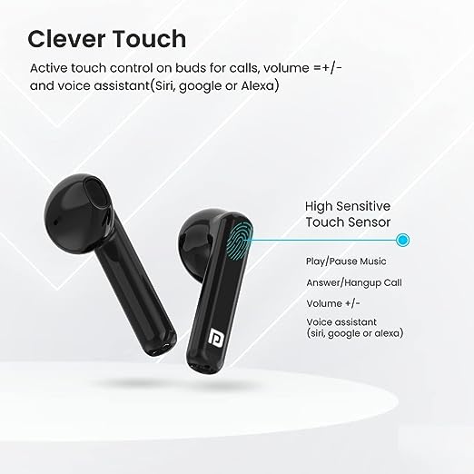 Portronics Harmonics Twins 26 TWS Earbuds with ENC, Bluetooth 5.1, 13mm Driver, 27Hrs Playtime, Digital Display, Type C Charging, Dual Mic.(Black) Portronics Harmonics Twins 26 TWS Earbuds with ENC, Bluetooth 5.1, 13mm Driver, 27Hrs Playtime, Digital Display, Type C Charging, Dual Mic.(Black)